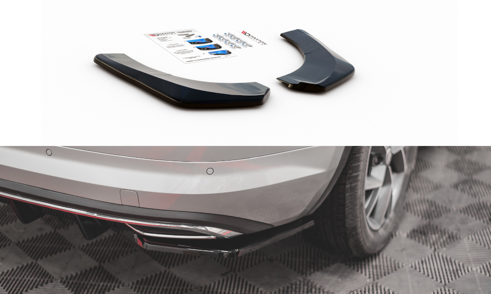 Maxton Design Heck Ansatz Flaps Diffusor passend für Skoda Kodiaq Sportline Mk1 / Mk1 Facelift schwarz Hochglanz