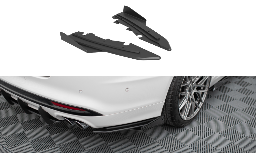 Maxton Design Street Pro Heck Ansatz Flaps Diffusor + Flaps passend für Ford Mondeo Sport Mk5 Facelift / Fusion Sport Mk2 Facelift schwarz Hochglanz