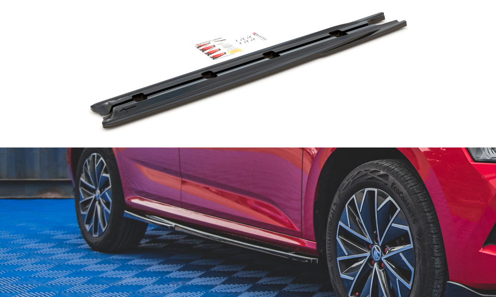 Maxton Design Street+ Seitenschweller Leisten passend für Skoda Kamiq Mk1 schwarz Hochglanz