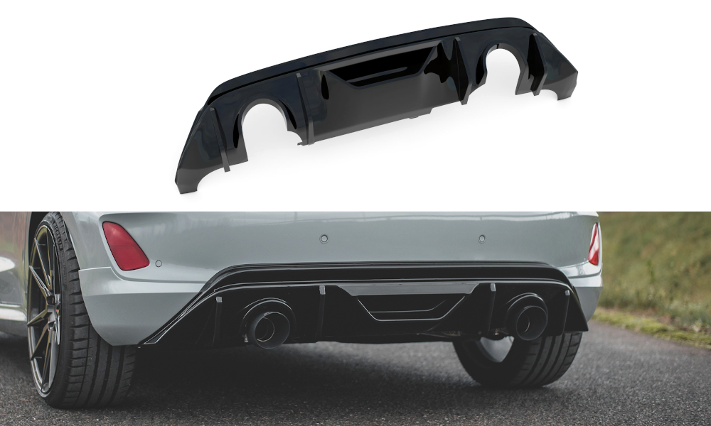 Maxton Design Diffusor Heck Ansatz passend für + Milltek Sport Auspuffverlängerung Ford Fiesta ST Mk8 + GPF System