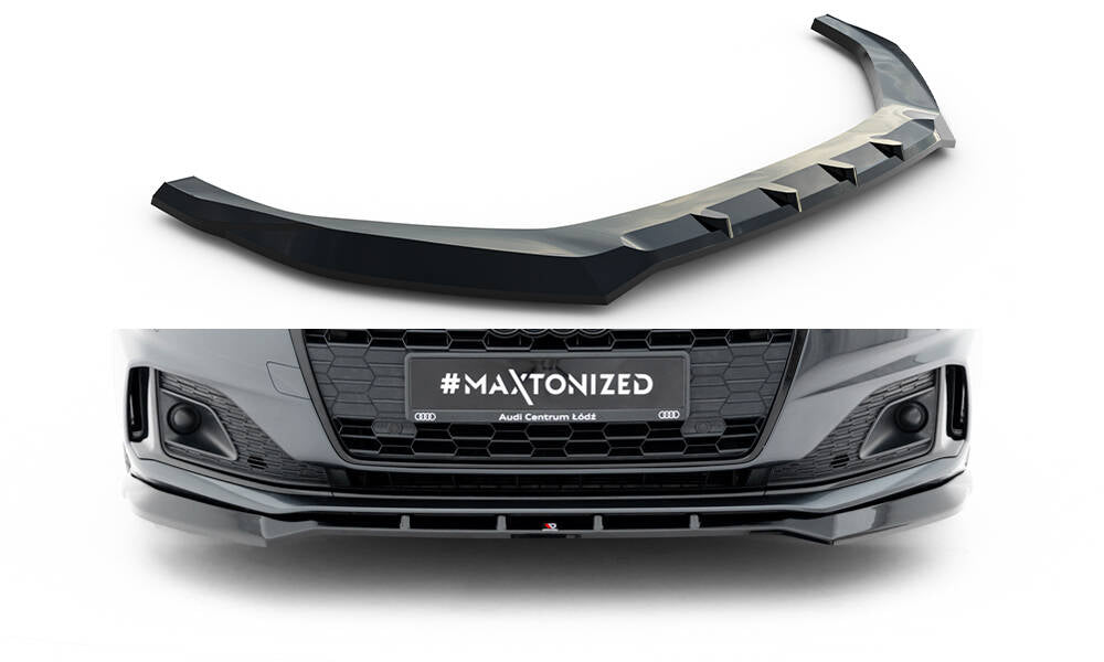 Maxton Design Street+ Spoilerlippe Front Ansatz passend für V.2 Audi A5 F5 Facelift schwarz Hochglanz