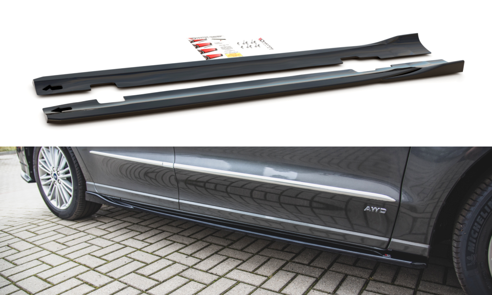 Maxton Design Street+ Seitenschweller Leisten passend für Ford S-Max Mk2 Facelift schwarz Hochglanz
