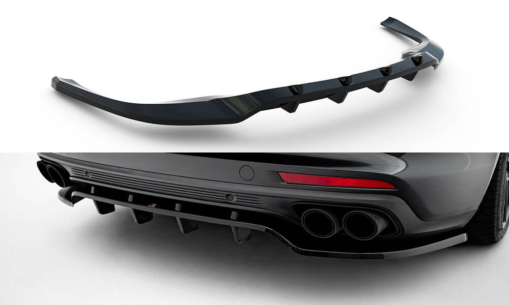 Maxton Design Street+ Mittlerer Diffusor RACE passend für Porsche Panamera Turbo S E-Hybrid / Panamera E-Hybrid / Panamera 4S 971 schwarz Hochglanz