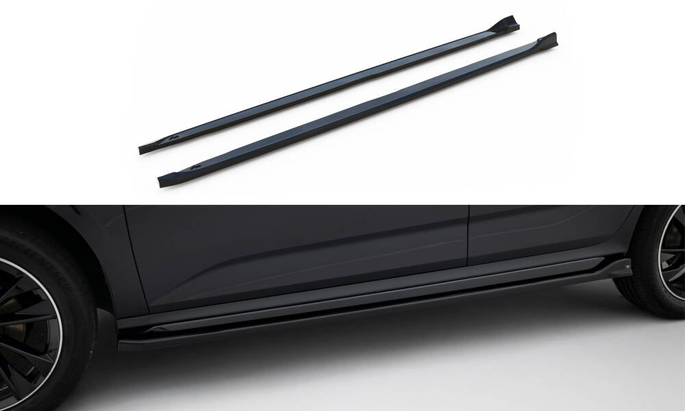 Maxton Design Street+ Seitenschweller Leisten passend für Skoda Kamiq Monte Carlo Mk1 Facelift schwarz Hochglanz
