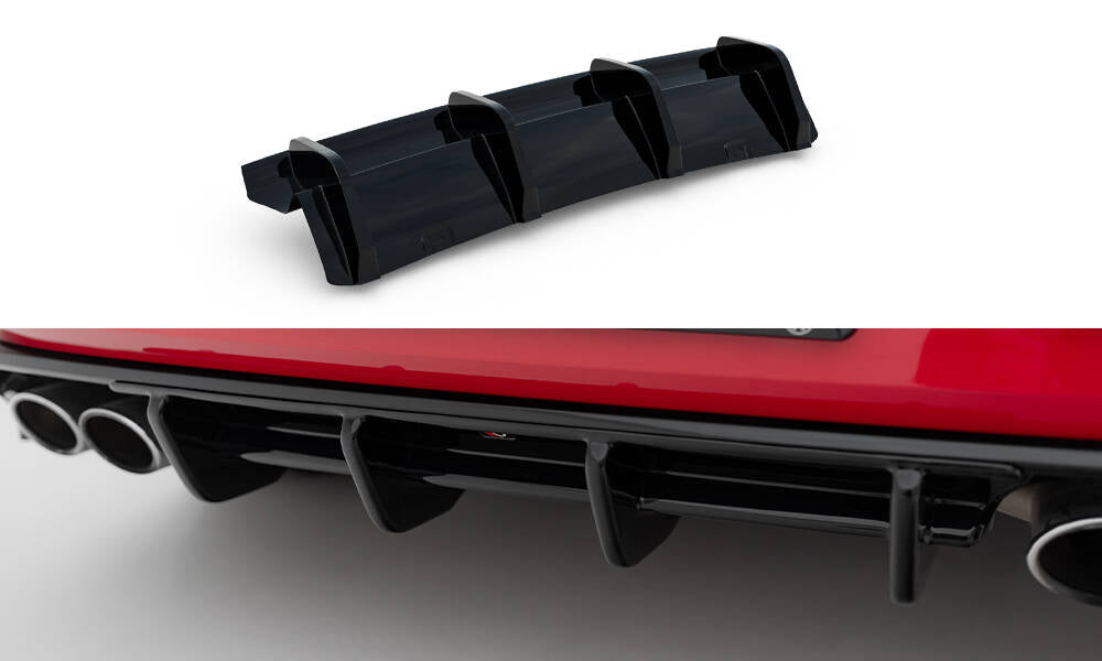 Maxton Design Diffusor Heck Ansatz passend für VW Golf R Hatchback R Mk7 Facelift schwarz Hochglanz