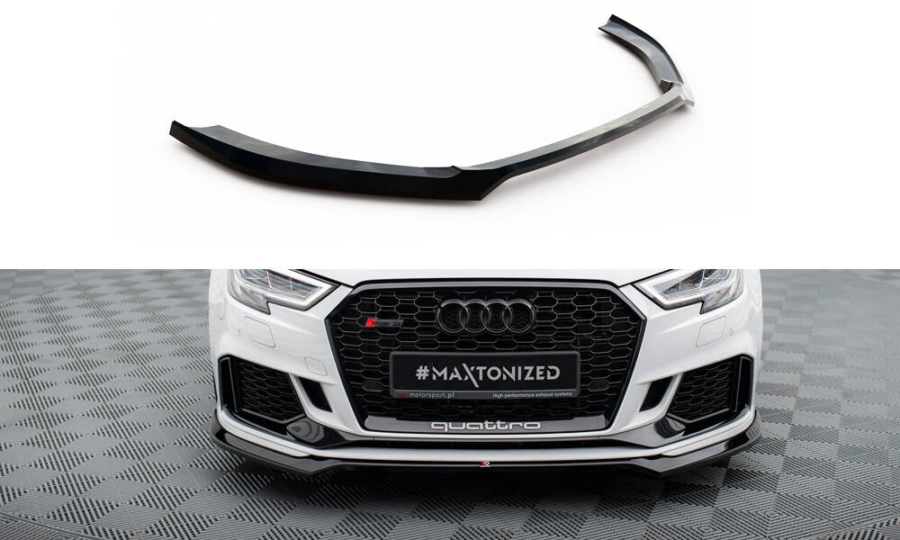 Maxton Design Street+ Spoilerlippe Front Ansatz V.5 passend für Audi RS3 Limousine 8V Facelift schwarz Hochglanz