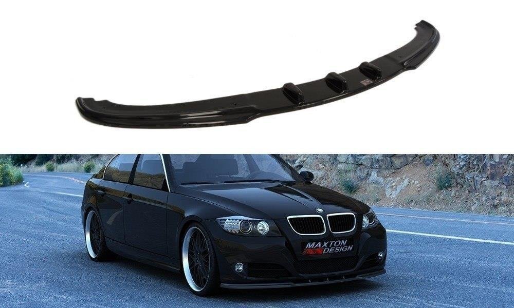 Maxton Design Street+ Spoilerlippe Front Ansatz V.1 passend für BMW 3er E90 / E91 Facelift schwarz Hochglanz