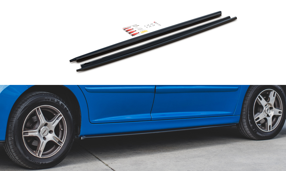 Maxton Design Street+ Seitenschweller Leisten passend für Peugeot 207 Sport schwarz Hochglanz