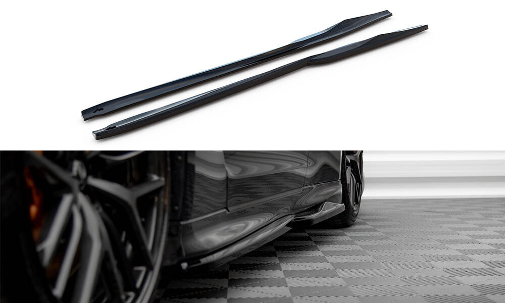 Maxton Design Street+ Seitenschweller Leisten passend für Nissan GTR R35 Facelift schwarz Hochglanz