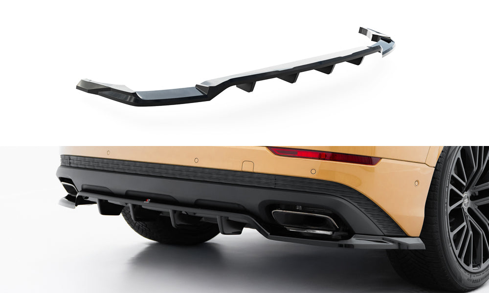 Maxton Design Street+ Mittlerer Diffusor RACE passend für Audi Q8 Mk1 Facelift schwarz Hochglanz