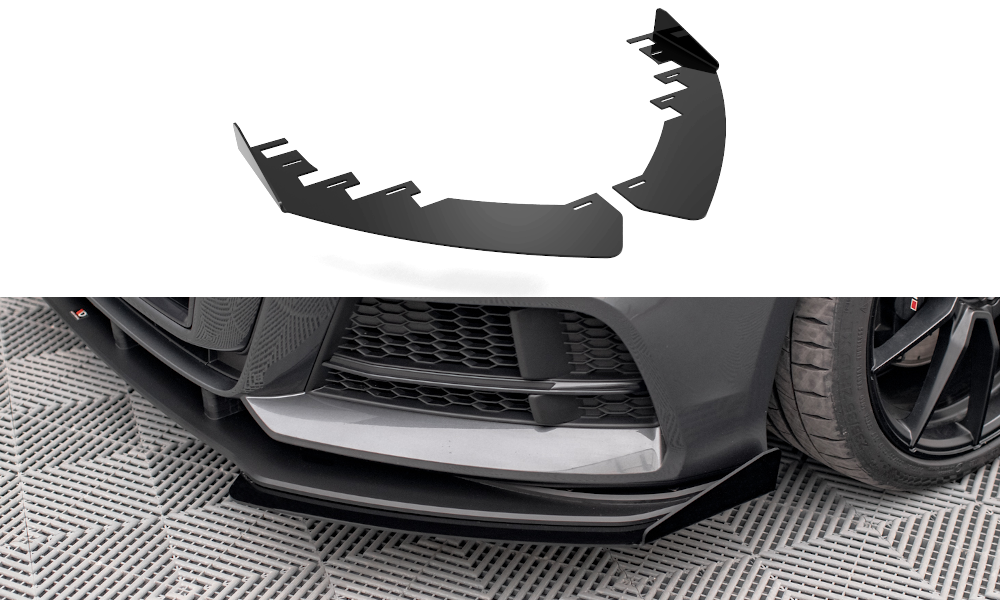 Maxton Design Front Stoßstange Flaps passend für Audi S3 / A3 S-Line Sportback 8V Facelift schwarz Hochglanz