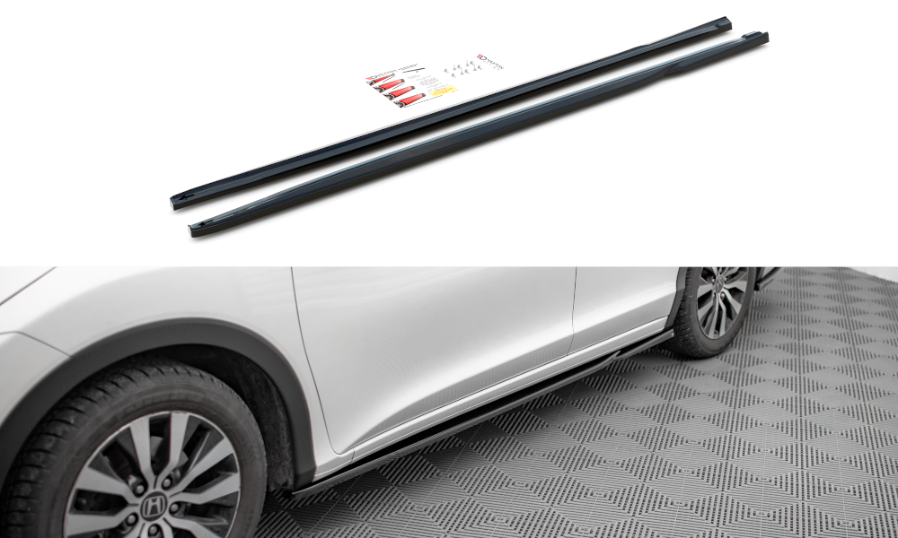 Maxton Design Street+ Seitenschweller Leisten passend für Honda Civic Mk9 schwarz Hochglanz