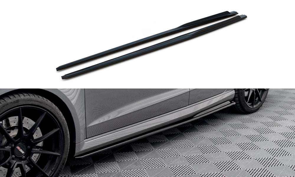 Maxton Design Street+ Seitenschweller Leisten V.2 passend für Audi RS3 8V Sportback Facelift schwarz Hochglanz