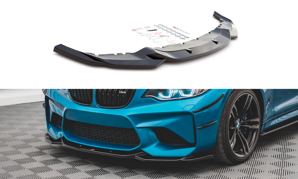 Maxton Design Street+ Spoilerlippe Front Ansatz V.3 passend für BMW M2 F87 schwarz Hochglanz