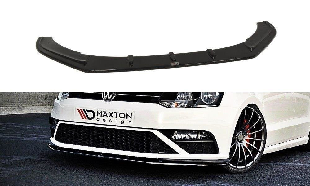 Maxton Design Street+ Spoilerlippe Front Ansatz V.1 passend für VW Polo GTI Mk5 Facelift schwarz Hochglanz