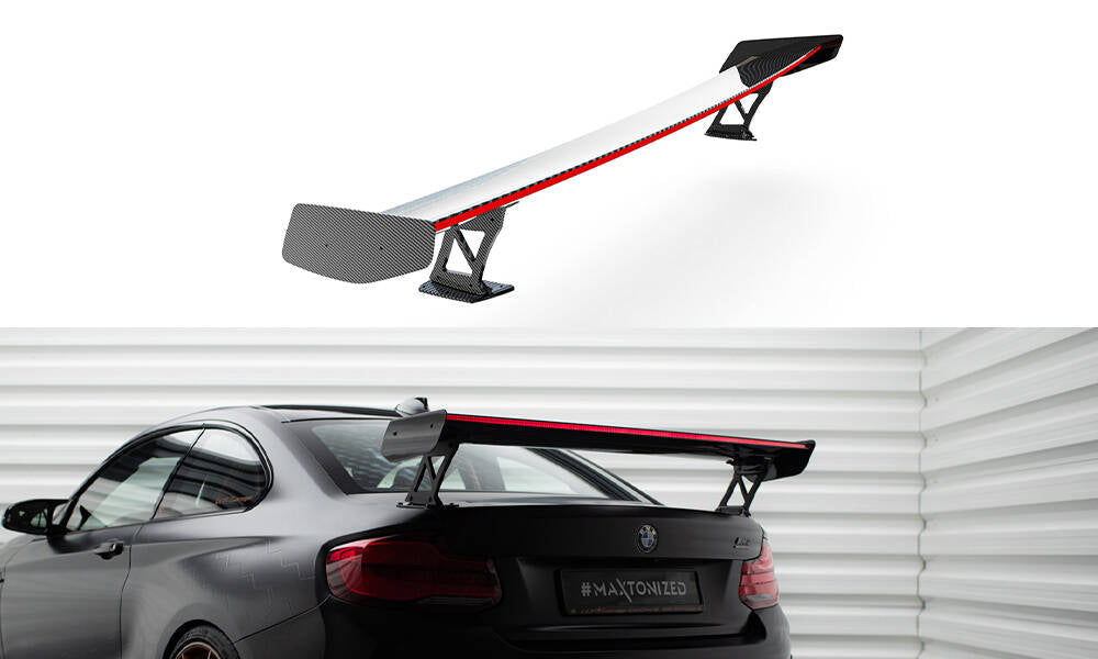 Maxton Design Carbon Spoiler With External Brackets Uprights + LED BMW M2 F87 / 2 / 2 M-Paket F22 für BMW M2 F87