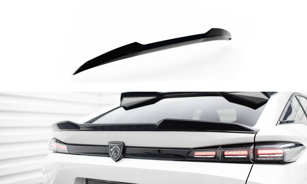 Maxton Design Niedriger Spoiler CAP 3D passend für Peugeot 408 Mk1 schwarz Hochglanz