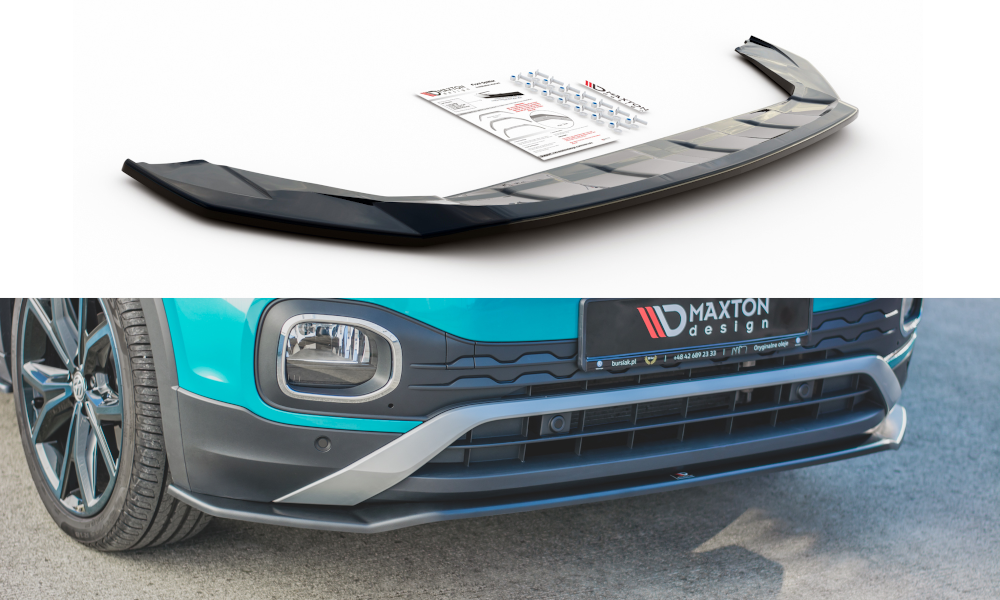 Maxton Design Street+ Spoilerlippe Front Ansatz passend für VW T-Cross schwarz Hochglanz