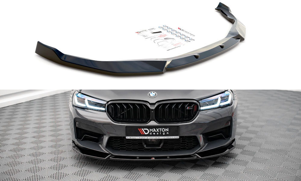 Maxton Design Street+ Spoilerlippe Front Ansatz V.1 passend für BMW M5 F90 Facelift schwarz Hochglanz