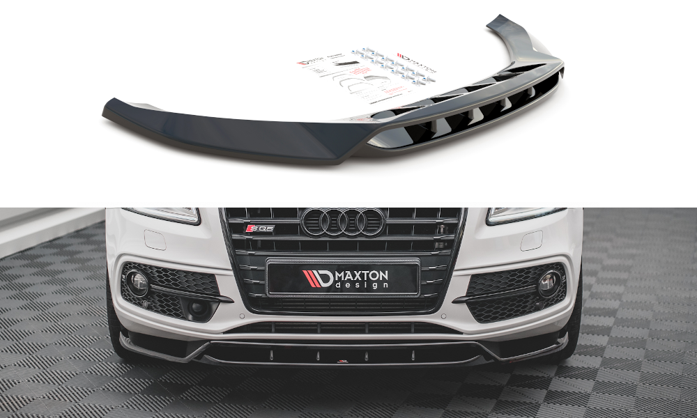 Maxton Design Street+ Spoilerlippe Front Ansatz passend für Audi SQ5 / Q5 S-Line Mk1 (8R) schwarz Hochglanz