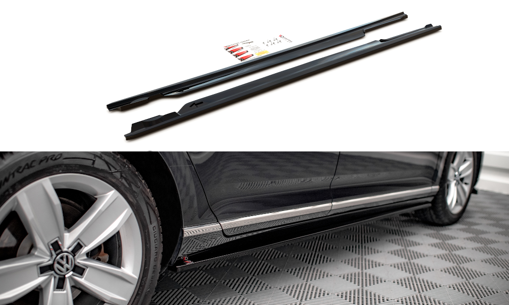 Maxton Design Street+ Seitenschweller Leisten passend für VW Passat B8 Facelift schwarz Hochglanz