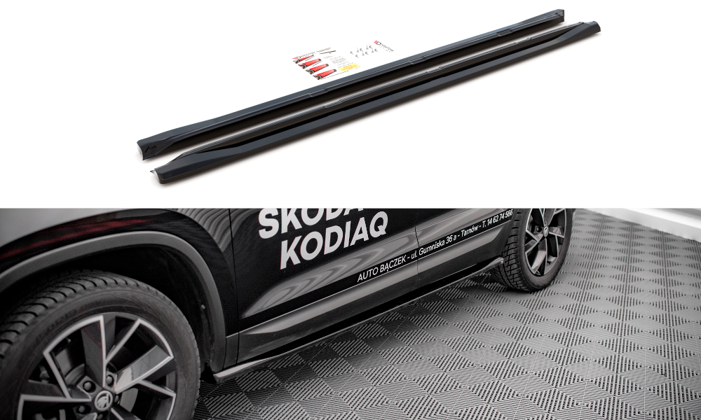 Maxton Design Street+ Seitenschweller Leisten passend für Skoda Kodiaq Mk1 Facelift schwarz Hochglanz