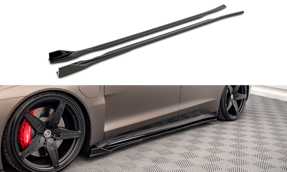 Maxton Design Street+ Seitenschweller Leisten V.2 passend für Audi e-Tron GT / RS GT Mk1 schwarz Hochglanz
