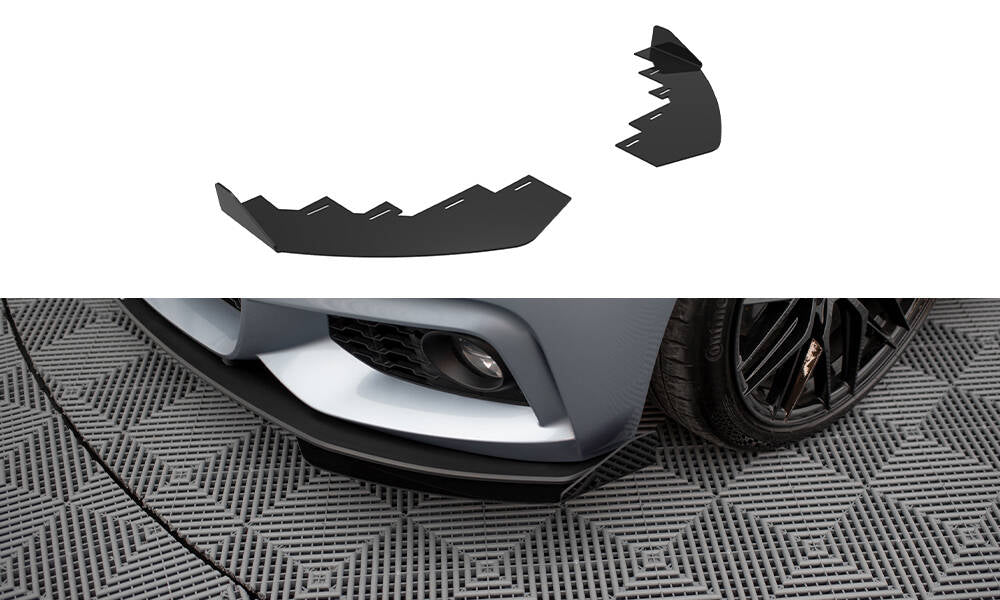 Maxton Design Front Stoßstange Flaps passend für BMW 4er Coupe / Gran Coupe / Cabrio M-Paket F32 / F36 / F33 schwarz Hochglanz