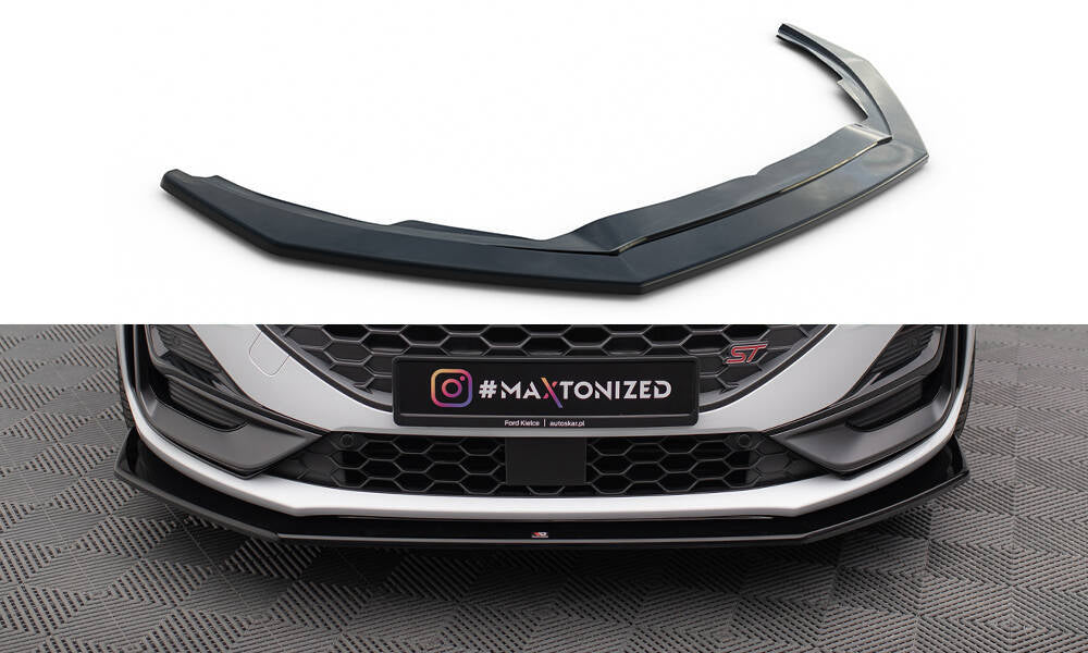 Maxton Design Street+ Spoilerlippe Front Ansatz V.6 passend für Ford Focus ST / ST-Line Mk4 Facelift schwarz Hochglanz