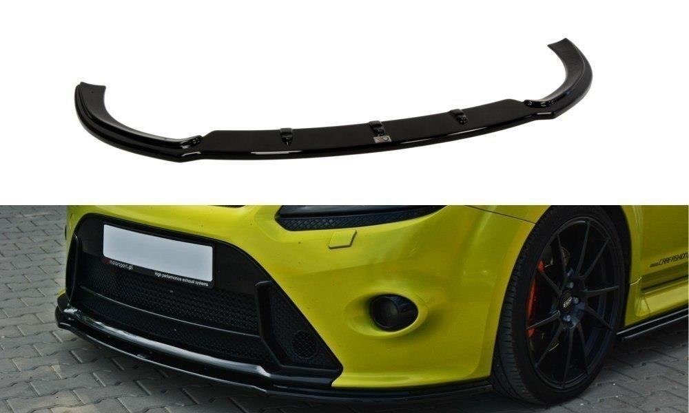 Maxton Design Street+ Spoilerlippe Front Ansatz V.2 passend für Ford Focus RS Mk2 schwarz Hochglanz