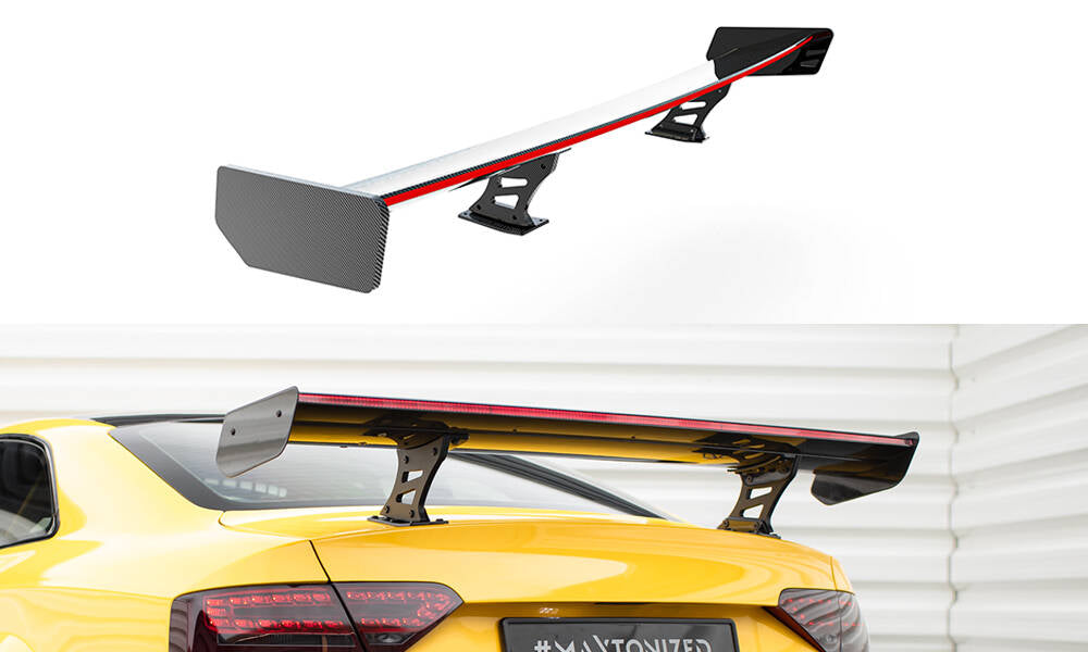Maxton Design Carbon Spoiler With Internal Brackets Uprights + LED Audi A5 Coupe 8T für Audi A5 / S5 / RS5