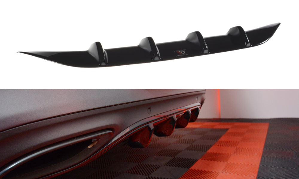 Maxton Design Diffusor Heck Ansatz passend für MERCEDES- BENZ C-KLASSE W205 COUPE AMG-LINE schwarz Hochglanz