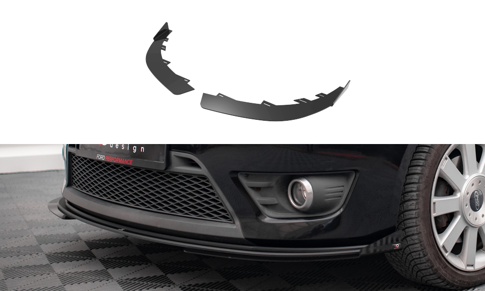 Maxton Design Front Stoßstange Flaps passend für Ford Fiesta ST Mk6 schwarz Hochglanz
