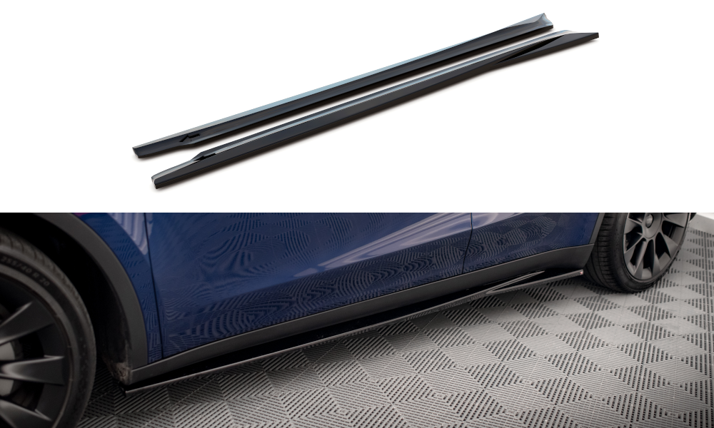 Maxton Design Street+ Seitenschweller Leisten passend für V.1 passend für Tesla Model Y schwarz Hochglanz