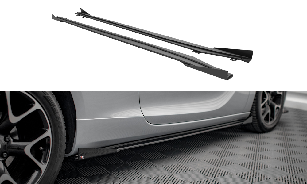 Maxton Design Street Pro Street+ Seitenschweller Leisten + Flaps passend für Opel Astra GTC OPC-Line J schwarz Hochglanz