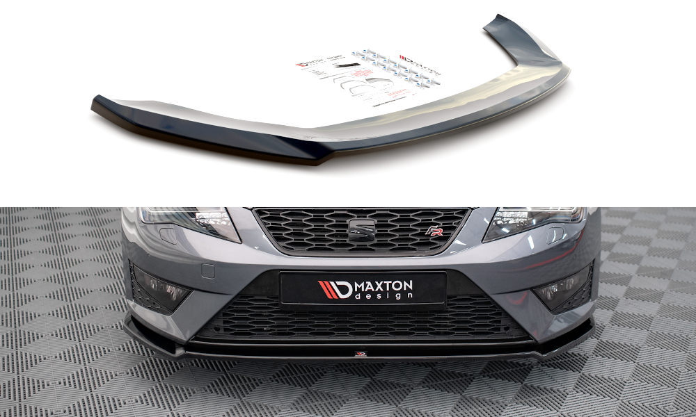Maxton Design Street+ Spoilerlippe Front Ansatz V.2 passend für Seat Leon FR / Cupra Mk3 schwarz Hochglanz