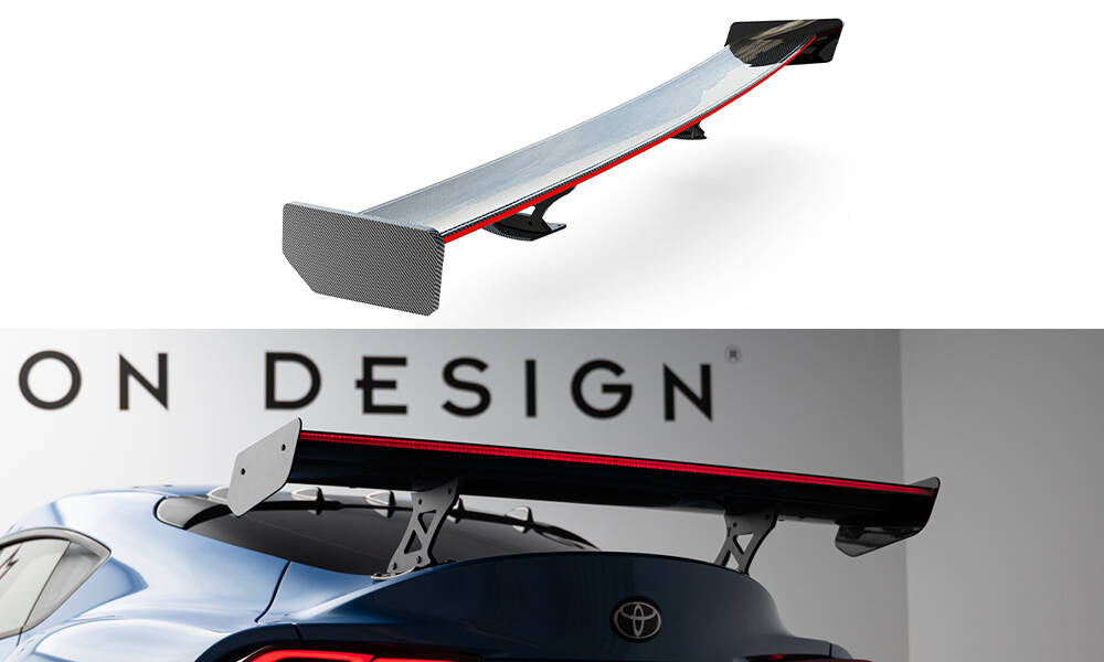 Maxton Design Carbon Spoiler With External Brackets Uprights + LED Toyota Supra Mk5 für Toyota Supra Mk5