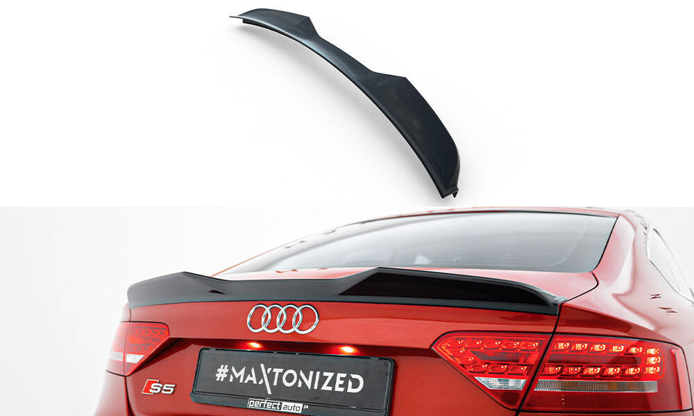 Maxton Design Spoiler CAP 3D passend für Audi A5 Sportback S-Line / S5 8T / 8T Facelift schwarz Hochglanz