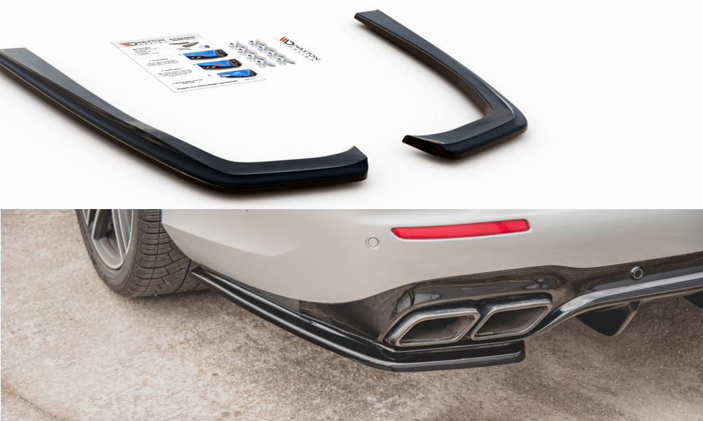 Maxton Design Heck Ansatz Flaps Diffusor passend für Mercedes-Benz E63 AMG Kombi/Limousine S213/W213 schwarz Hochglanz