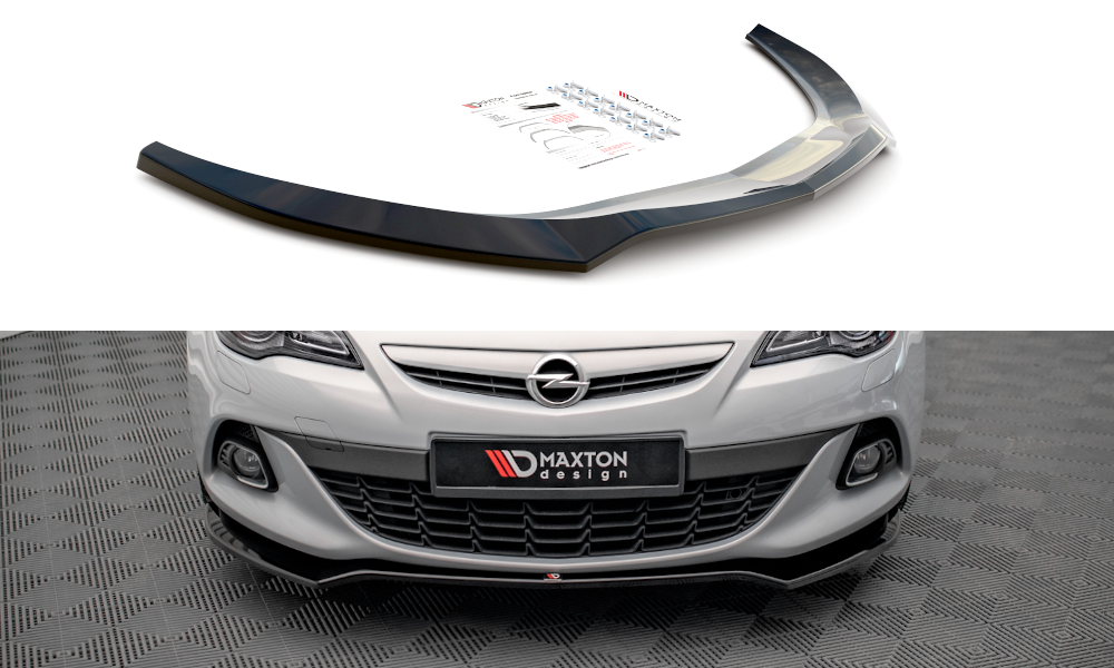 Maxton Design Street+ Spoilerlippe Front Ansatz V.2 passend für Opel Astra GTC OPC-Line J schwarz Hochglanz