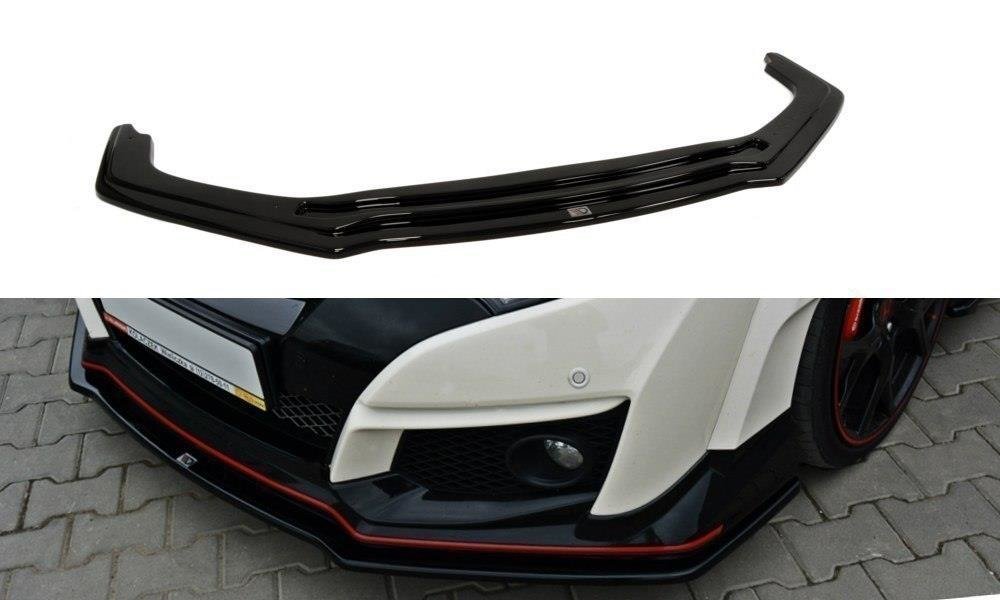 Maxton Design Street+ Spoilerlippe Front Ansatz passend für v.1 HONDA CIVIC IX TYPE R schwarz Hochglanz