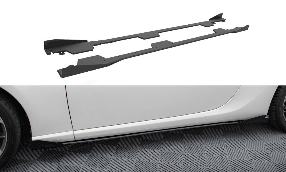Maxton Design Street Pro Street+ Seitenschweller Leisten + Flaps passend für Subaru BRZ Mk1 / Mk1 Facelift schwarz Hochglanz