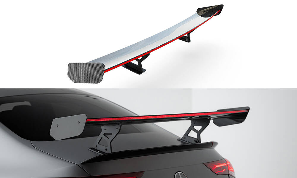 Maxton Design Carbon Spoiler With Internal Brackets Uprights + LED Mercedes-Benz CLA Coupe C118 / C118 Facelift für Mercedes-Benz CLA C118
