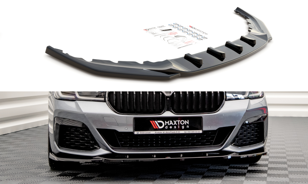 Maxton Design Street+ Spoilerlippe Front Ansatz V.2 passend für BMW 5er M-Paket / M550i / M550d Limousine / Touring G30 / G31 Facelift schwarz Hochglanz