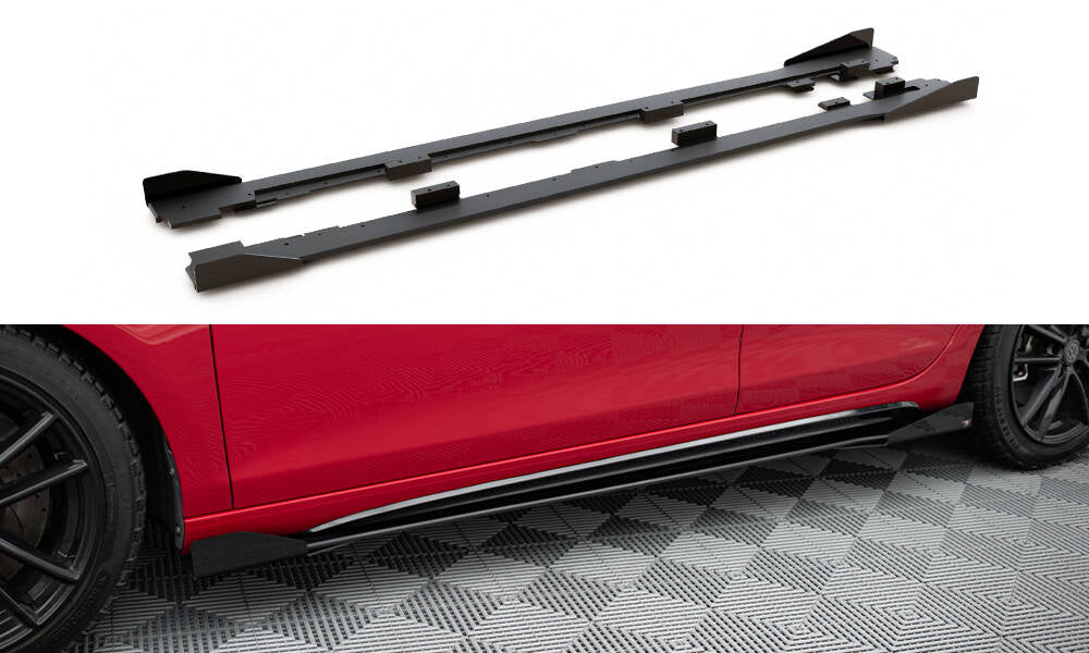 Maxton Design Street Pro Street+ Seitenschweller Leisten + Flaps passend für VW Golf GTI Mk6 schwarz Hochglanz
