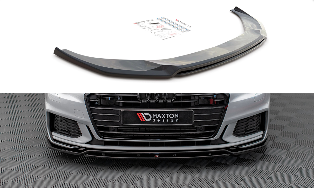 Maxton Design Street+ Spoilerlippe Front Ansatz V.3 passend für Audi A6 S-Line / S6 C8 / C8 Facelift schwarz Hochglanz
