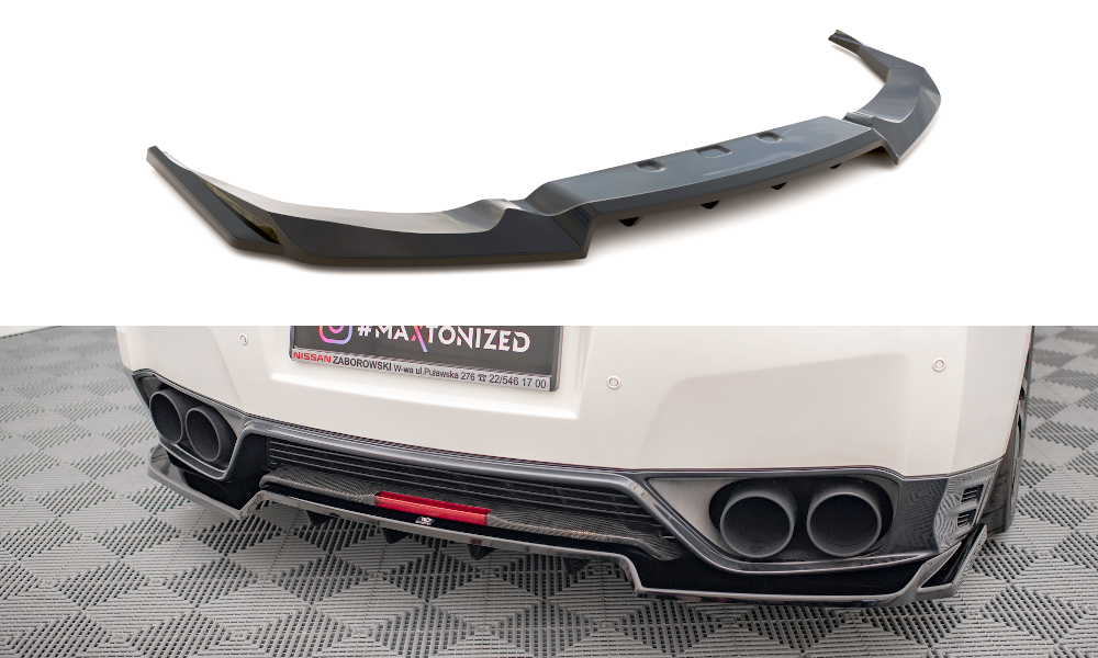 Maxton Design Street+ Mittlerer Diffusor RACE passend für Nissan GTR R35 Facelift schwarz Hochglanz