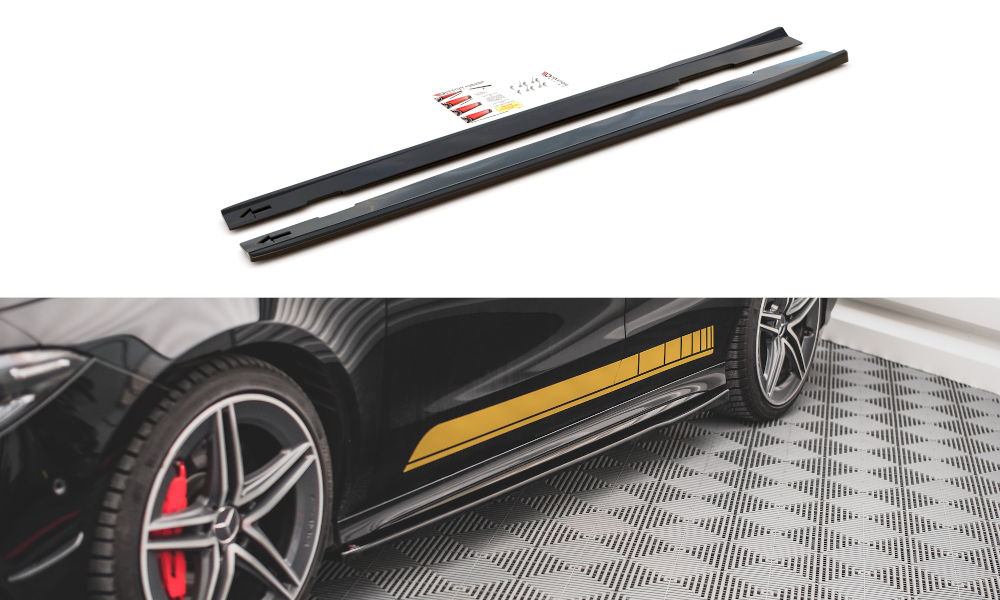 Maxton Design Street+ Seitenschweller Leisten passend für Mercedes-AMG CLA 35 / 45 C118 schwarz Hochglanz
