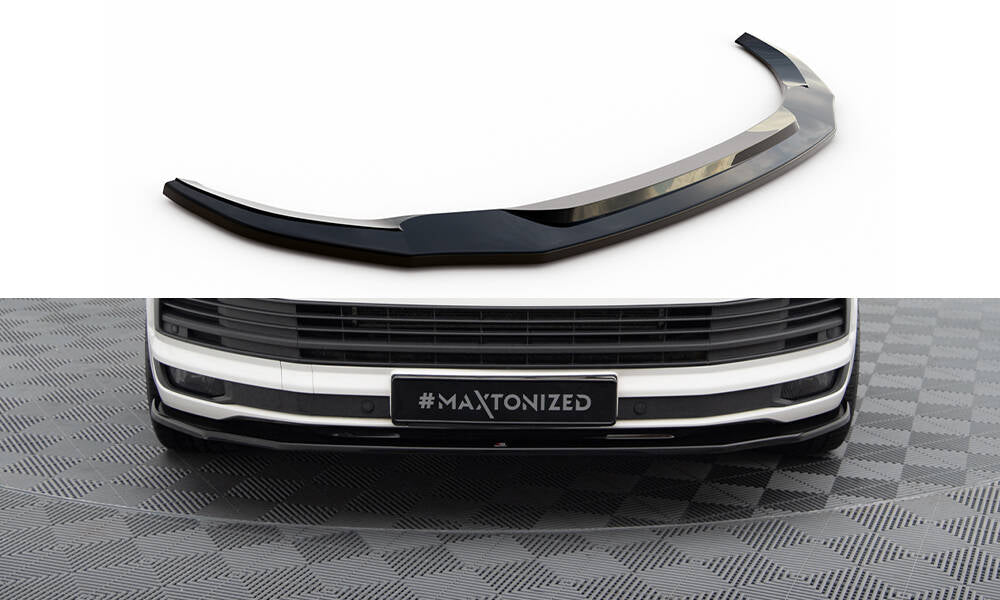 Maxton Design Street+ Spoilerlippe Front Ansatz V.2 passend für VW T6 schwarz Hochglanz
