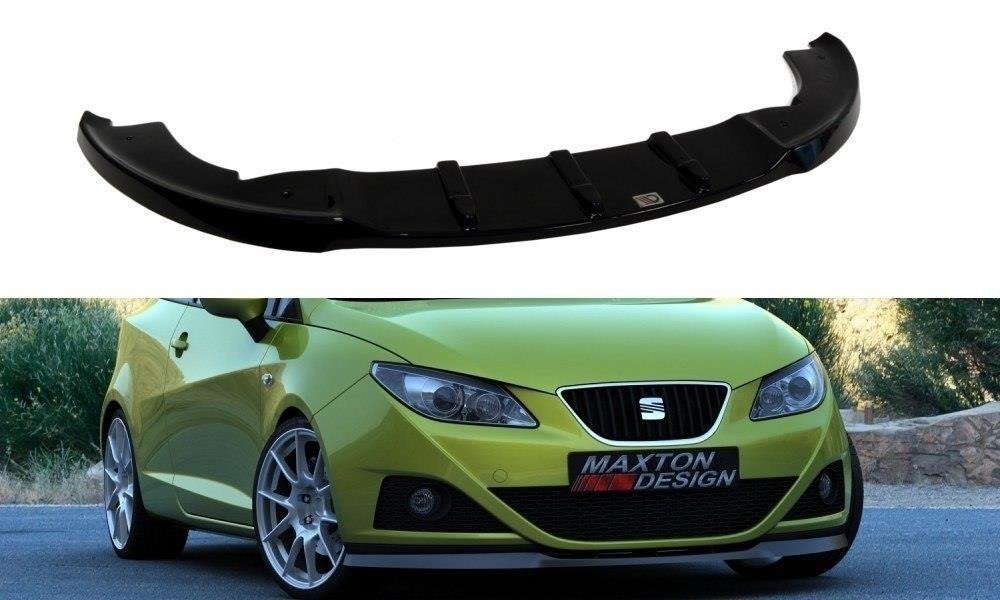 Maxton Design Street+ Spoilerlippe Front Ansatz passend für SEAT IBIZA IV (6J) vor Facelift schwarz Hochglanz